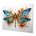 August Grove® Teal Dragonfly Ethereal Flight Geometric I - Print on Metal in Orange | 12 H x 20 W x 1 D in | Wayfair