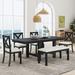 Gracie Oaks Ruhland Rectangular 82" L x 36" W Dining Set Wood in Black | 30 H in | Wayfair C11B002F3DF94394B948FAF018A71CFA