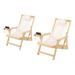 W Unlimited RomanticFolding Beach Chair Solid Wood in White/Brown | 29 H x 38 W x 37 D in | Wayfair 2117NC-BG-CH2