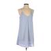 Lush Casual Dress - A-Line V Neck Sleeveless: Blue Solid Dresses - Women's Size Small