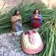 Vintage Nativity Holy Family. 2.5 Inches Primitive Spanish Hand-made Naive Folk Art. Clay. Aged Rustic Religious Santons. Christmas Shrine.