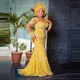 Abito Vintage in pizzo giallo Aso Ebi abiti da ballo formali da donna africani maniche lunghe Plus