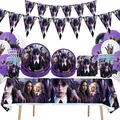 Horror Movie Wednesday Adams Birthday Party Decoration Banner Balloon Cutlery Holiday Activity