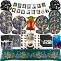 Star Wars Birthday Party Decor 20/10pepole Disposable Tableware Cup Plate Set Yoda Balloon Baby