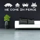 SPACE INVADERS Wall Art Quote - we come in peace Retro Vinyl Wall Decal STICKER Game SPACE INVADERS