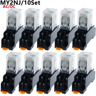 10set my2p hh52p my2nj 12V 24V DC / 110V 220V AC Spule Allzweck-Dpdt-Micro-Mini-Relais mit Sockel