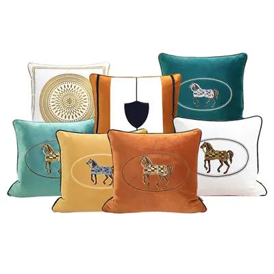 Croker Pferd Design Gestickte Pferde Sofa Kissen Abdeckung Pillowslip ohne kern Hause Schlafzimmer Image