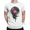 Casual Vinyl LP Musik Rekord Sunset T-Shirt Für Männer Crew Neck Baumwolle T Shirt Wasser 80s