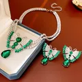 High Quality Luxury Crystal Jewelry Sets for Women Bridal Blue Stone Zirconia Emerald Green Necklace