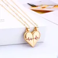 Luoluo&baby 2Pcs/Set Half Heart Two Halves Pendant Heartbeat Magnetic Heart Necklace for Woman Girl