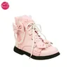 Herbst Winter Warme Plüsch Stiefeletten Frauen Flache Low Heels Plattform Mädchen Kurze Bootie Gothic Süße JK College Schuhe Schwarz rosa