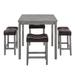 5-Piece Dining Table Set, Wood Square Bar Table and 4 Backless Upholstered Chairs for Living Room, Dining Room