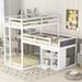 Twin Size L-Shaped Triple Bunk Beds with Cabinet, Blackboard & Ladder, 3 Bed in 1 Triple Bed