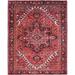 Shahbanu Rugs Crimson Red and Vintage Persian Heriz Abrash Hand Knotted Good Condition Pure Wool Clean Rug (10'1"x12'10")