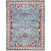Shahbanu Rugs Celestial Blue Heriz Geometric All Over Design Vegetable Dyes Densely Woven Soft Wool Hand Knotted Rug (9'x11'10")