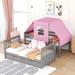 Twin Over Twin Bunk Bed Wood Storage Bed with Tent and Storage Drawers