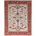 Shahbanu Rugs Cloud Gray Pumpkin Colors Wool Densely Woven Afghan Serapi Heriz All Over Design Hand Knotted Rug (10'3"x13'6")