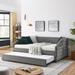 Full Size Daybed with Trundle Upholstered Tufted Sofa Bed and Upholstered Backrests, Wood Slat Support