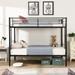 Twin Over Twin Bunk Bed, Metal Structure Bed Frame with Guardrails & 2 ladders, Can Be Divided into 2 Separate Beds, Black