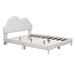 Velvet Upholstered Kids Bed, Full Size Platform Bed with Cloud-shape Headboard and Wooden Slat Support, No Box-spring Needed