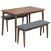 3 Pieces Dining Table Set Includes 1 Rectangular Table & 2 Padded Benches All Rubber Wood Kitchen Dining Table for Small Space