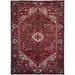 Shahbanu Rugs Lava Falls Red Old Heriz Persian Design Clean Soft Wool Hand Knotted Rustic Feel Oriental Rug (7'9"x10'8")