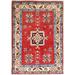 Shahbanu Rugs Smouldering Red Wool with Natural Dyes Hand Knotted Dense Wear Special Kazak Medallion Design Mat Rug (2'2"x3')