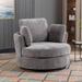 42.2"W Chenille Swivel Accent Barrel Chair and 360 Degree Swivel Round Sofa Modern Arm Chair Cozy Club Chair with 3 Pillows