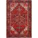 Shahbanu Rugs Red Rustic Look Clean Abrash Pure Wool Hand Knotted Vintage Persian Heriz with Tribal Ambience Rug (6'5"x9'1")