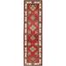 Shahbanu Rugs Lattice Red Hand Knotted Afghan Special Kazak with Geometric Elements Densely Woven Wool Runner Rug (2'8"x9'6")