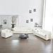 Chenille Sectional Sofa Convertible Recliner Loveseat Single Sofa w/ Pillows & Reversible Seat for Livingroom (Set of 3), White