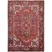 Shahbanu Rugs Burning Brush Red Rustic Look Clean Vintage and Wool Vintage Persian Heriz Design Hand Knotted Rug (7'2"x9'10")