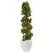 Silk Plant Nearly Natural 4 English Ivy Topiary Tree in White Oval Planter UV Resistant (Indoor/Outdoor)