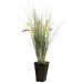 Silk Plant Nearly Natural Grass w/Cattails & Bamboo Planter