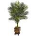 Silk Plant Nearly Natural 4.5 Golden Cane Palm Tree in Wooden Decorated Planter