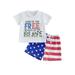 IZhansean 4th of July Baby Boy Outfit Short Sleeve Letter Print T Shirt American Flag Print Shorts Summer Outfits White 0-6 Months