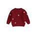 IZhansean Newborn Infant Toddler Baby Girls Knitted Sweater Floral Embroidery Casual Long Sleeve Pullover Knitwear Warm Clothes Maroon 2-3 Years