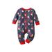 IZhansean Newborn Infant Baby Girls Boys Christmas Romper Long Sleeve Santa Printed Zipper Jumpsuit Clothes Navy Blue 18-24 Months