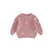 IZhansean Newborn Infant Toddler Baby Girls Knitted Sweater Floral Embroidery Casual Long Sleeve Pullover Knitwear Warm Clothes Rose Pink 2-3 Years