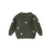 IZhansean Newborn Infant Toddler Baby Girls Knitted Sweater Floral Embroidery Casual Long Sleeve Pullover Knitwear Warm Clothes Army Green 4-5 Years