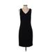 Talbots Casual Dress - Party V Neck Sleeveless: Black Solid Dresses - Women's Size 4