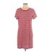Old Navy Casual Dress - Shift Scoop Neck Short sleeves: Red Print Dresses - Women's Size Large