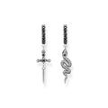 Thomas Sabo Damen Ohrringe Schlange und Schwert in der Farbe Silber aus 925 geschwärztem Sterlingsilber mit Zirkonia, Größe: 35x8 mm, CR713-643-11