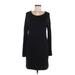 Lou & Grey Casual Dress - Sheath Scoop Neck Long sleeves: Black Print Dresses - Women's Size Medium