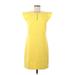 Ann Taylor Casual Dress - Sheath Crew Neck Sleeveless: Yellow Print Dresses - Women's Size 6