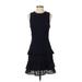 Adelyn Rae Casual Dress - A-Line Crew Neck Sleeveless: Black Print Dresses - Women's Size Small