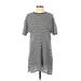Eileen Fisher Casual Dress - Shift Crew Neck Short sleeves: Black Stripes Dresses - Women's Size Small