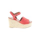 Franco Sarto Wedges: Espadrille Platform Boho Chic Red Print Shoes - Women's Size 6 - Open Toe