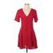 ASOS Casual Dress - Mini V-Neck Short sleeves: Red Print Dresses - Women's Size 0