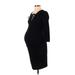 Motherhood Casual Dress - Party V Neck 3/4 sleeves: Black Print Dresses - Women's Size Small Maternity